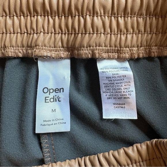 Open Edit Faux Leather Wide-Leg Pants — Camel Tan, Vegan Leather, Pull-On - Med - Picture 5 of 10